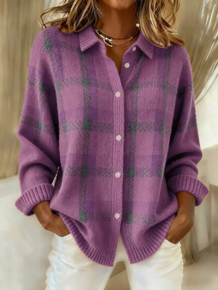 Danique | Retro Contrast Plaid Sweater